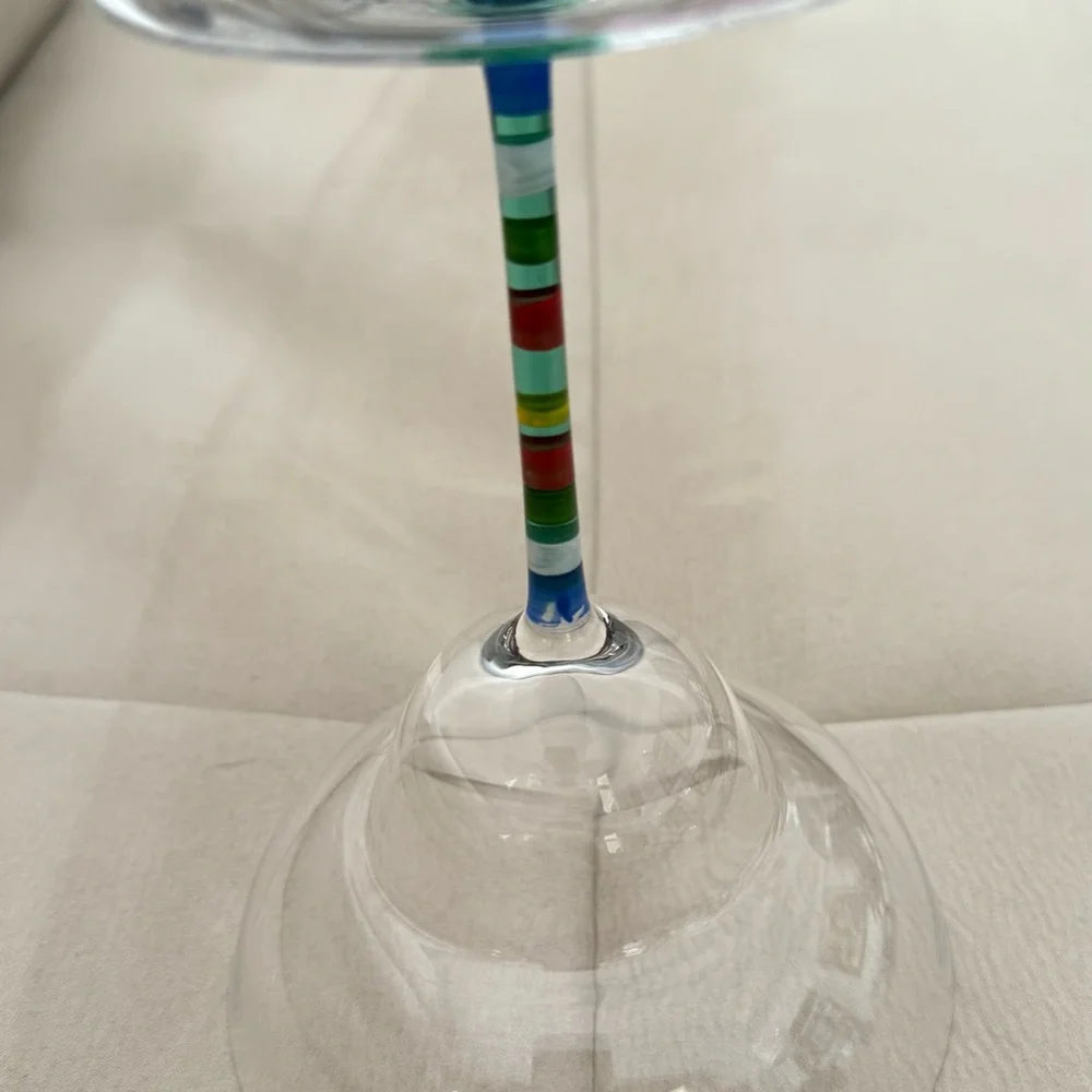 Crate and Barrel CAPRICE multicolor stem margarita glass. (1) Like new 6 3/4 H